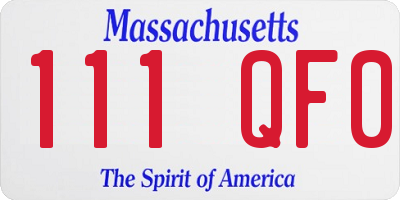 MA license plate 111QF0