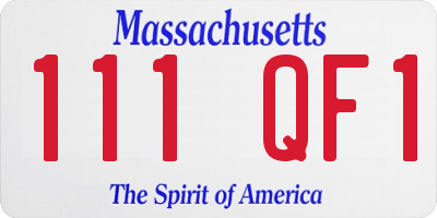 MA license plate 111QF1