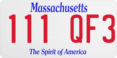 MA license plate 111QF3