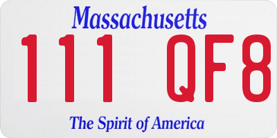 MA license plate 111QF8