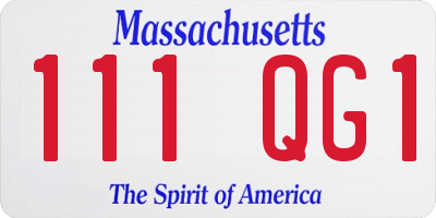 MA license plate 111QG1
