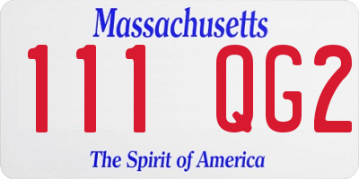 MA license plate 111QG2