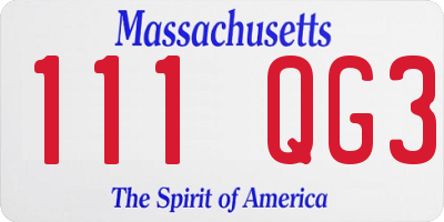 MA license plate 111QG3