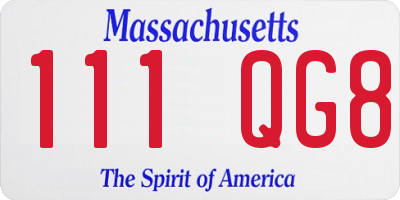 MA license plate 111QG8
