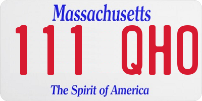 MA license plate 111QH0