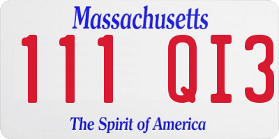 MA license plate 111QI3
