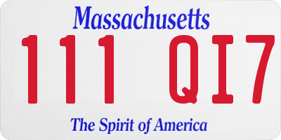 MA license plate 111QI7