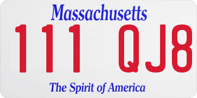 MA license plate 111QJ8