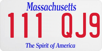 MA license plate 111QJ9