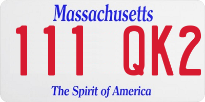 MA license plate 111QK2