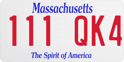 MA license plate 111QK4