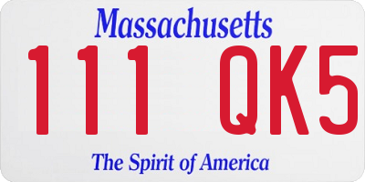 MA license plate 111QK5