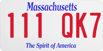 MA license plate 111QK7