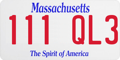 MA license plate 111QL3