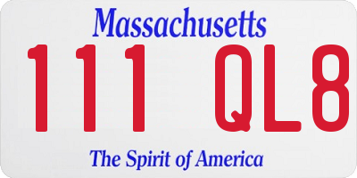 MA license plate 111QL8