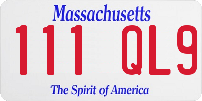 MA license plate 111QL9