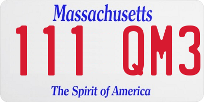 MA license plate 111QM3
