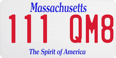 MA license plate 111QM8