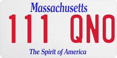 MA license plate 111QN0