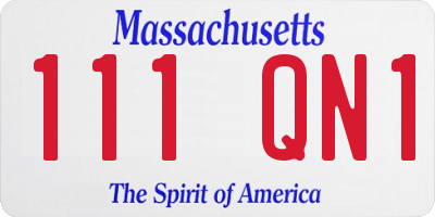 MA license plate 111QN1