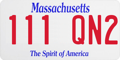 MA license plate 111QN2