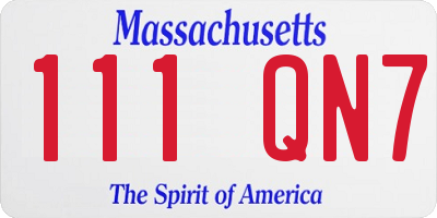 MA license plate 111QN7
