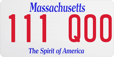 MA license plate 111QO0