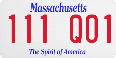 MA license plate 111QO1