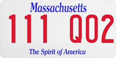 MA license plate 111QO2