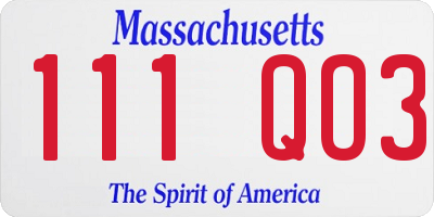 MA license plate 111QO3