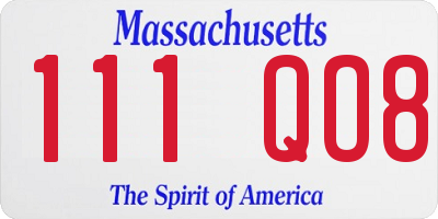 MA license plate 111QO8
