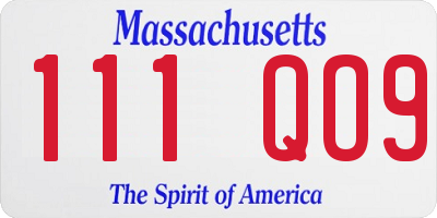 MA license plate 111QO9