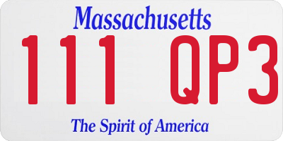 MA license plate 111QP3