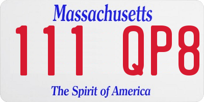 MA license plate 111QP8