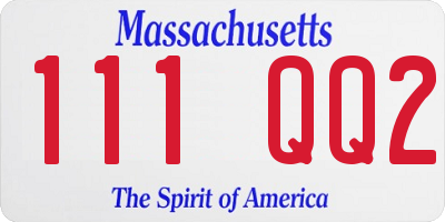MA license plate 111QQ2
