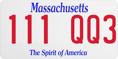 MA license plate 111QQ3
