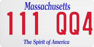 MA license plate 111QQ4