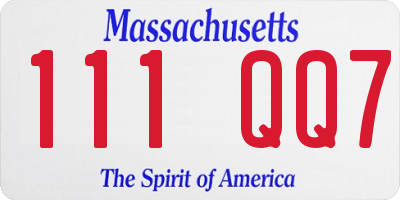 MA license plate 111QQ7