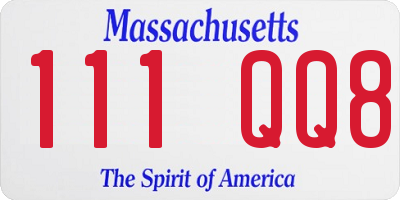 MA license plate 111QQ8