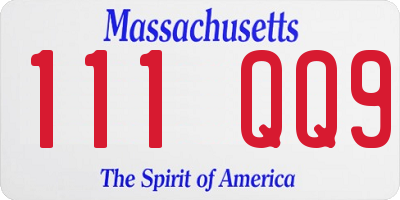MA license plate 111QQ9