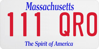 MA license plate 111QR0