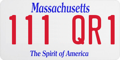 MA license plate 111QR1