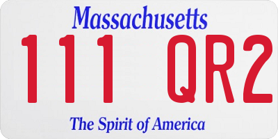 MA license plate 111QR2