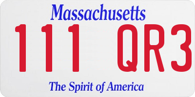 MA license plate 111QR3