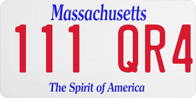 MA license plate 111QR4