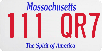 MA license plate 111QR7