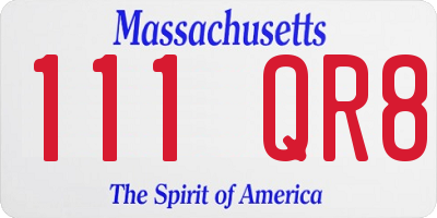 MA license plate 111QR8