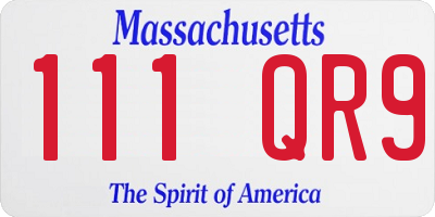 MA license plate 111QR9