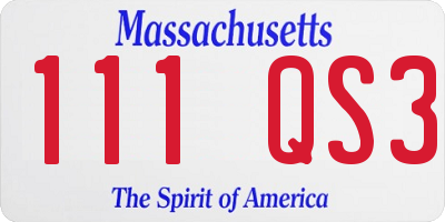 MA license plate 111QS3