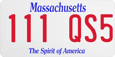 MA license plate 111QS5